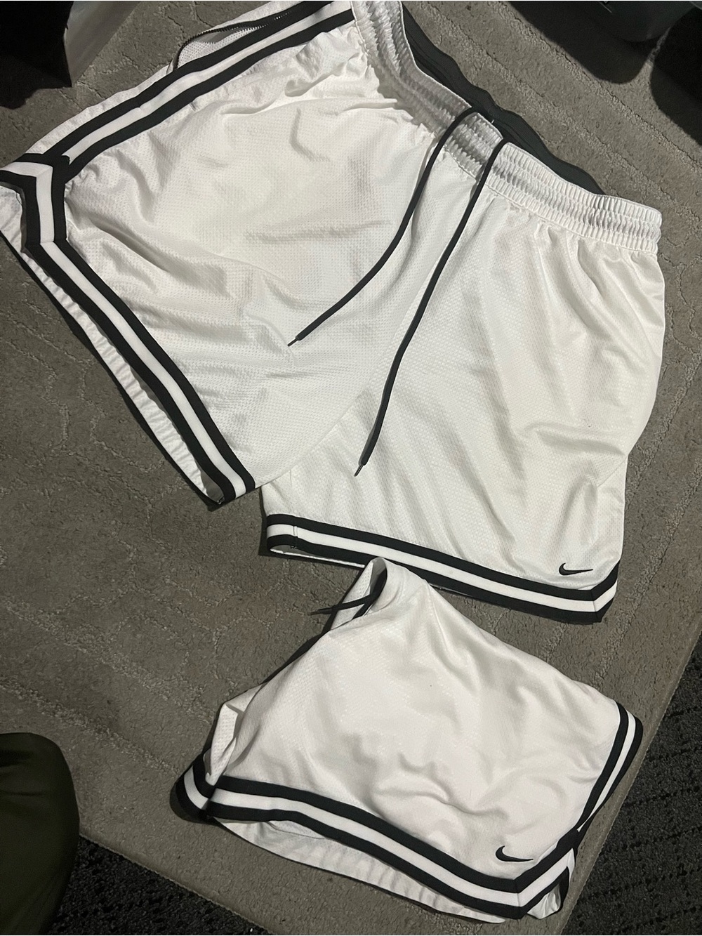 Nike Men’s White Athletic Mesh Shorts with Black Trim